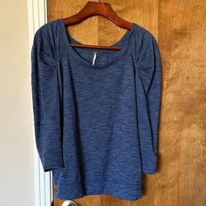Free People Deep Blue Scoop Neck Blouse